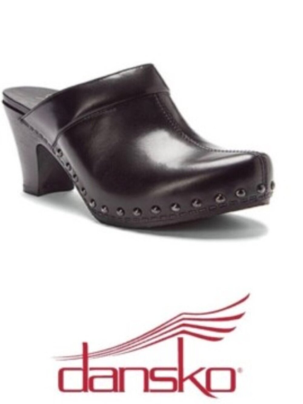 NEW Dansko Black Leather Studded Clogs Size 10 ( EU 42)